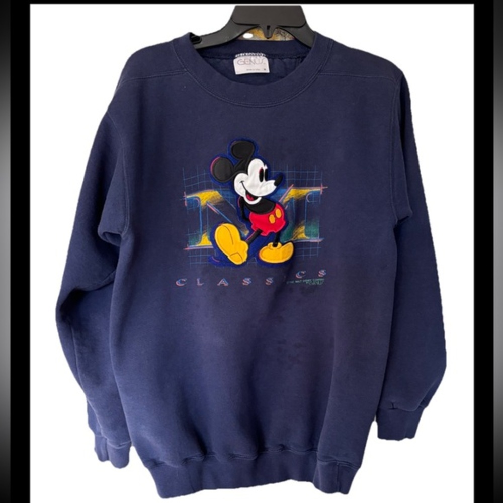 Vtg Disney Mickey Mouse Sweatshirt By Genius Sewn Front Classic Made USA M
